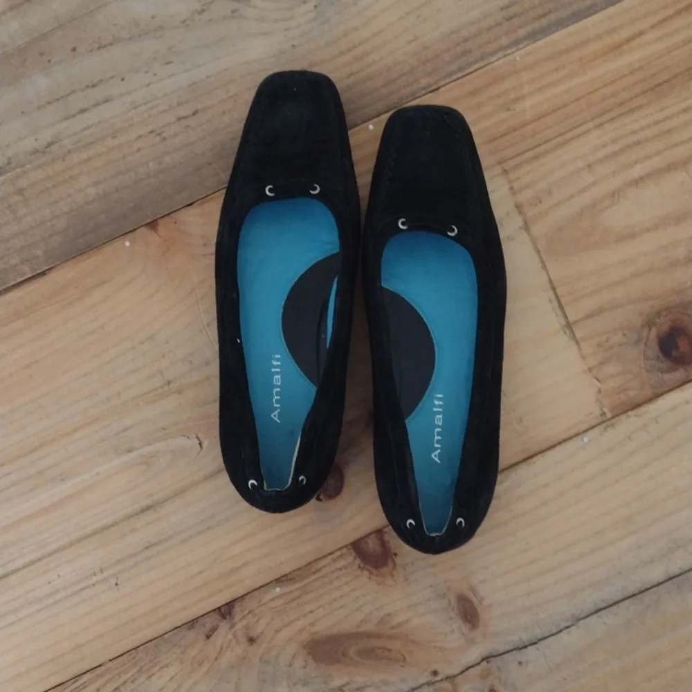 Amalfi Black Suede Slip On Shoes Made in Italy Size 6.5